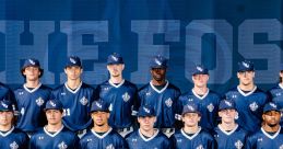 Team photo of the LBW baseball players in navy uniforms, showcasing camaraderie and team spirit on a sunny day.