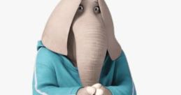 Meena, el adorable elefante de "Sing", vistiendo sudadera azul y jeans, transmite ternura y autenticidad en español latino.
