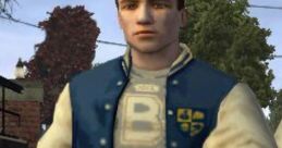 Teen boy in blue varsity jacket, embodying youthful confidence and style, representative of classic school spirit.