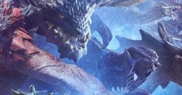 Epic dragon battle scene showcasing various fierce monsters in a stunning icy environment. Perfect for Mii Voice Over fans.
