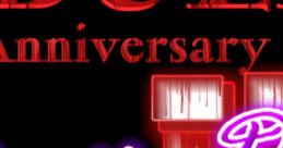 Neon sign celebrating Ted Thompson's anniversary with vibrant colors and dripping paint effects, showcasing a festive atmosphere.
