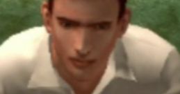 Wade Martin character from a video game, wearing a white shirt, looking intently with a green background.