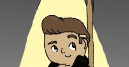 Cartoon character with a confident expression, wearing a jacket and sweater, illuminated in a spotlight. HaL EsPoSiTo BULLY vibes.