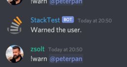 Chat log showing a user issuing warnings via a bot, highlighting a warning system in action.
