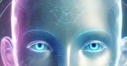 Futuristic digital portrait of Bella, a warm, middle-aged character embodying AI innovation and advanced technology.