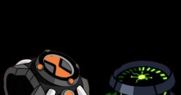 Prototype and recalibrated Omnitrix showcasing self-destruct mode effects; advanced alien technology design elements.