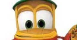 Cheerful Duck character from Robot Trains, ready for adventure with a bright smile and construction gear.