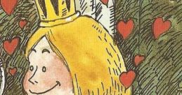 Cheerful princess Elizabeth from "The Paper Bag Princess" with a crown, surrounded by hearts, celebrating love and joy.