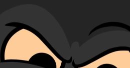 Animated character with a mischievous expression, wearing a black mask and showing crooked teeth, exuding a playful vibe.