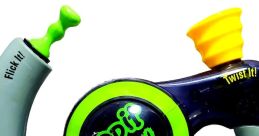 Bop It Extreme 2 toy with bright colors and action prompts: Pull It, Flick It, Twist It, and Spin It for fast-paced fun.