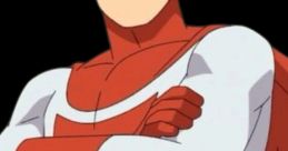 Confident superhero in a red and white costume with sunglasses, embodying strength and determination in an iconic pose.