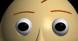 3D character model of Baldi from "My Baldi Ok," featuring large eyes and a simplistic facial design with a neutral expression.
