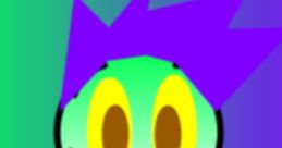 Colorful cartoon character with green body, purple spikes, and big yellow eyes, inspired by Jett0167's playful art style.