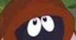 Bark McIver from "South Park," expressing curiosity with large eyes and a brown hood, surrounded by greenery.