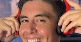 Smiling young man wearing headphones, showcasing enthusiasm for audio technology and AI Mixed Up Voice applications.