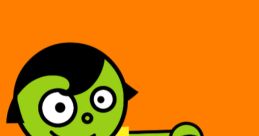 Alisa from PBS Kids lounging playfully on an orange background, showcasing her vibrant green skin and colorful outfit.