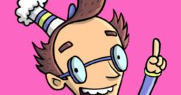 Fizzy, the cheerful chef from Fizzy's Lunch Lab, poses playfully with a rocket-themed apron against a bright pink background.