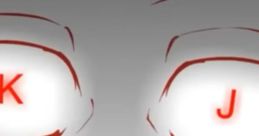 Close-up of KJ The Stickman with distinctive eyes showcasing the letters "K" and "J" surrounded by a gradient background.