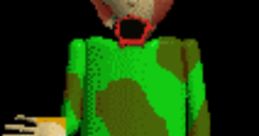 Baldi in his iconic green outfit, reacting humorously after getting splashed with juice in a playful scene.