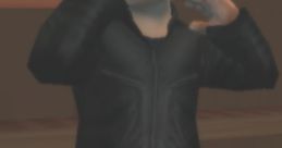 Character in a black jacket portrays a tough persona, embodying the essence of RiCkY PuCiNo in a school setting.