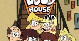 The Loud House family poses cheerfully on the stairs, showcasing their unique personalities and playful spirit.