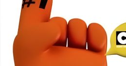 Toonix Announcer character with a cheerful expression and a "#1" orange foam finger, celebrating top performances.