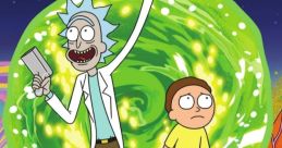 Rick and Morty stand in front of a vibrant portal, showcasing adventurous themes from Season 1 of the animated series.