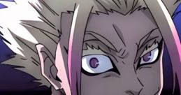 Energetic character with spiky hair and vibrant eyes, showcasing a wild expression, perfect for fans of Yes King Rare.