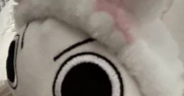 Cute plush doll with a white bunny hat, big eyes, and red outfit, perfect for fans of EY-themed characters.
