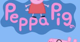 Peppa Pig and family, featuring cheerful characters in bright colors against a playful background in this animated series.