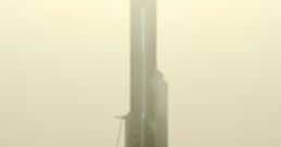 Futuristic tower shrouded in mist, evoking the ambiance of Overwatch and Half-Life 2's City 17. Atmospheric sci-fi design.