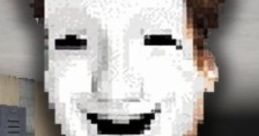 Pixelated character with a white face and smiling expression, resembling Viktor Strobovski's style in gaming.