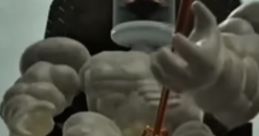 A muscular creature in a glass tank commands attention, embodying strength and a captivating presence in a unique artistic style.