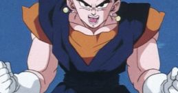 Vegito (JAP) in a dynamic pose, showcasing strength and determination with a fierce expression and iconic outfit.