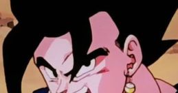 Vegito, the powerful fusion character, showcases his fierce expression and dynamic pose, embodying strength and confidence.