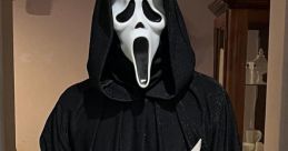 Ghostface character by Vito Prete in black cloak, holding a knife, evokes classic horror vibes with iconic mask and outfit.