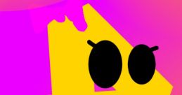 Bright yellow animated character with a pink bow, set against a vibrant pink background, reflecting Сестрёнка Рен ТВ's playful style.