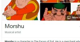 Morshu, the merchant from "The Faces of Evil," known for his catchy songs and memorable character moments.