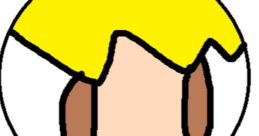 Cartoon character Needio with yellow hair and surprised expression, wearing a grey shirt. Ideal for Needia fan art.