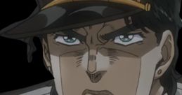 Jotaro Kujo from the English Dub V2, showcasing his iconic serious expression and distinctive hat.