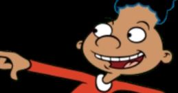 Gerald Johanssen from Hey Arnold! in a vibrant red jersey with number 33, playfully pointing and smiling.