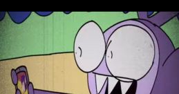 Excited purple character reacts to a shocking video on their phone, embodying the humorous spirit of Bluudud.