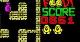 Fast Food game screen on ZX Spectrum showing score, level, and colorful graphics with iconic character. Score: 0651.