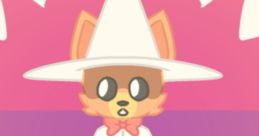 Character from Pizzy Fizzy Voice wearing a white hat and bowtie, set against a colorful gradient background.
