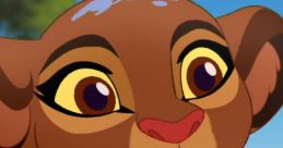 Cute cartoon lion cub with expressive eyes, showcasing joy and curiosity in a vibrant natural setting. Perfect for kids' content.