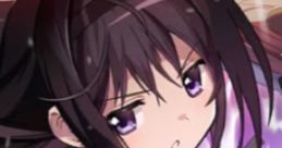 Homura Akemi, fierce and determined, channels her power against dark forces in a vibrant fantasy setting.