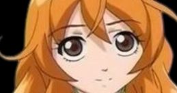 Alice Gehabich with long orange hair and a light green dress, featuring a playful expression against a black background.