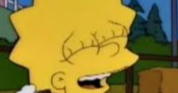 Lisa Simpson joyfully hugs a sheep, showcasing her love for animals in Season 1 and 2 of The Simpsons.