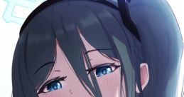Tendou Arisu grinning playfully, with long dark hair and blue eyes, in a stylish black outfit. Perfect for fans of the remastered voice.