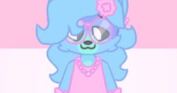 Playful character styled in pastel colors, showcasing "Creamy Dreamy Voice" with glasses, dress, and fluffy accessories.